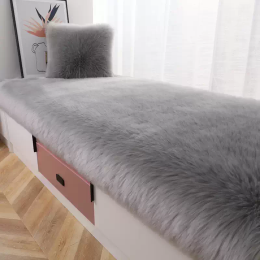 Yusenyi Plush Bay Window Mat Balcony Mat Style Carpet Light Luxury Blanket Mat Bedroom Tatami Seat Cushion Can be Cut to Customized Long Hair Style Beige