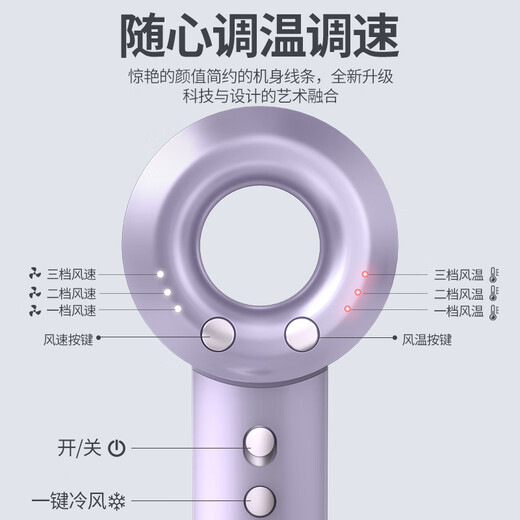 Padertonson series powerful high-speed hair dryer Huaqiang North Top equipped with home silent high-power non-harmful hair strong wind dryer hotel quick-drying portable hair care and hair care new model Magic Purple Champion recommended brand + million insurance