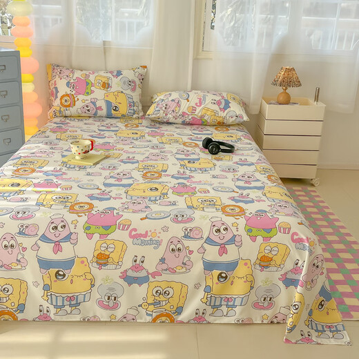 SpongeBob SquarePants double-layer gauze sheet single piece 2025 new single and double dormitory three-piece bed sheet-Crayon Shin-chan single sheet 160x230cm suitable for 0.9/1.2 meters