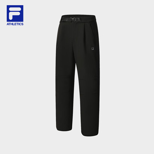 FILA woven trousers for men 2025 autumn new fitness sports loose cuff overalls paratrooper pants plus velvet black-BK L 175/84A/L