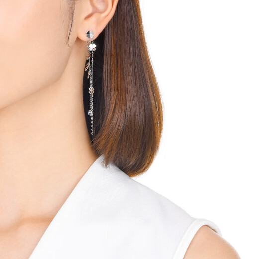 Chow Sang Sang Pt950 platinum four-leaf clover white gold earrings 54284E Pricing