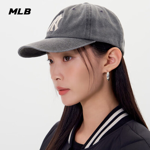 MLB Official Male and Female Couple Showing Face Small Fashion Retro Sunscreen Soft Top Baseball Cap Spring and Summer CPVV5 New York Yankees/Charcoal Gray One Size