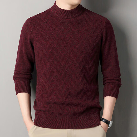 Deer King Optim cashmere sweater men's half turtleneck thickened warm sweater men's 100 pure cashmere autumn and winter new middle-aged bottoming shirt medium gray M 165 recommended weight 100-120Jin Jin equals 0.5 kg