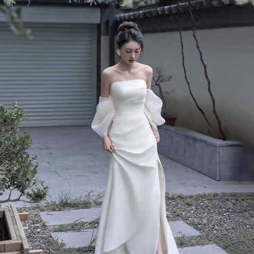 Dieses Leben Hochzeitskleid helles Hochzeitskleid Nische 2025 Braut aus Hochzeit Hochzeit willkommen Garn einfache Röhre Top Abend Geschenktemperament Tube weiße Gurtstil L.