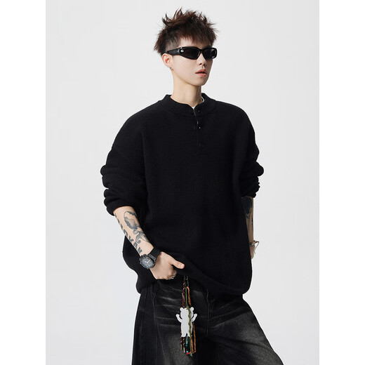 OEMG Henry collar bottoming sweater men's autumn and winter top warm sweater trendy brand lazy style high-end jacket Gray XL recommended 110-130Jin Jin equals 0.5 kg