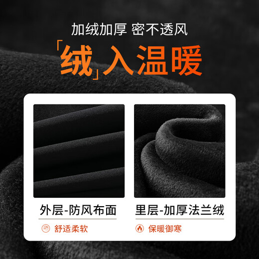 Cotton pants men's casual pants plus velvet warm straight wide-leg pants loose sports pants black straight (plus velvet) 2XL