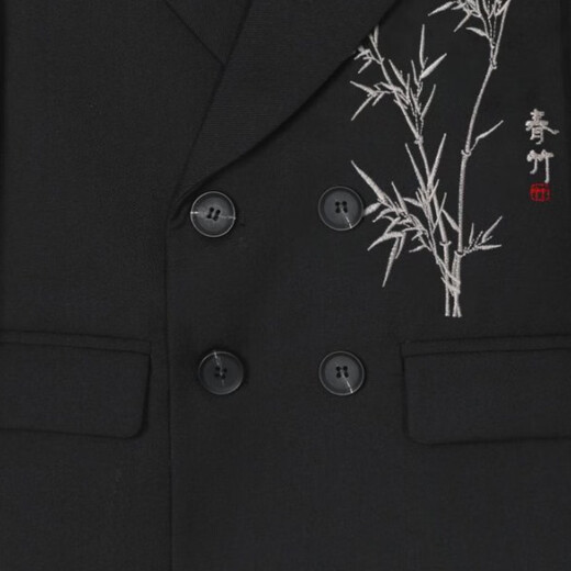 萝卜呗呗（LUOBOBEIBEI）儿童西装新中式男童国风马甲花童礼服男孩演出服 黑色四件套 110