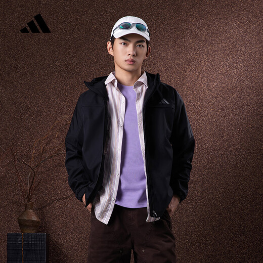 Adidas men's fashion versatile sports casual woven jacket KA1307 black 2XL