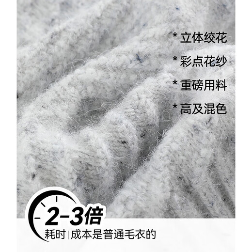 Faberza brand colorful dot yarn pullover sweater 2025 winter women's simple Aran cable sweater inner top light gray blue M