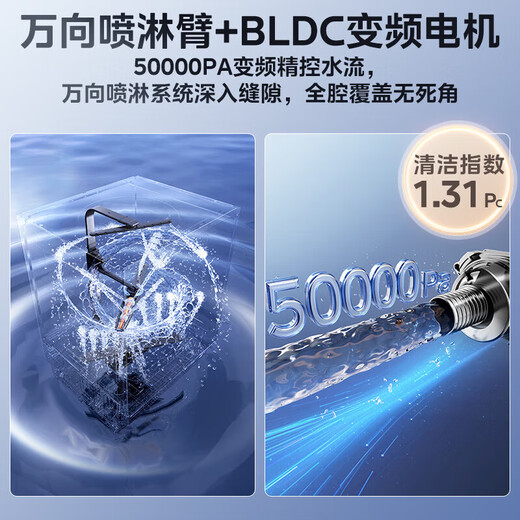 Midea official refurbished machine Wanxiang X6S Max dishwasher embedded upgrade 18 sets of universal spray arms seven-star disinfection four-star disinfection UV sterilization 105 thermal baking self-cleaning filter white model 18 sets of Wanxiang X6Smax