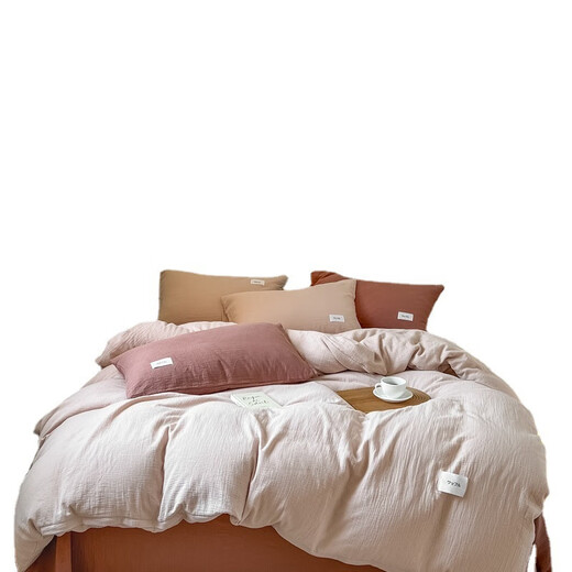 Belles Mercury Home Textiles produces Class A baby-grade cotton double-layer gauze four-piece set of pure cotton naked sleeping sheets three-layer gauze day green 1.5-1.8 meters bed quilt cover 200*230cm, sheet 2