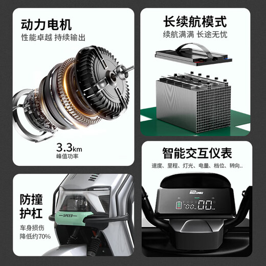 Phoenix (Phoenix) 2025 new electric motorcycle M95 electric car 72V ultra-long range electric scooter for men and women battery car front and rear disc brake two-wheel long-distance running king electric motorcycle high-speed scooter upgraded model Daniu eighth generation gun gray guardrail + tail box 72V35A energy-carrying lithium battery - battery life about 120 kilometers