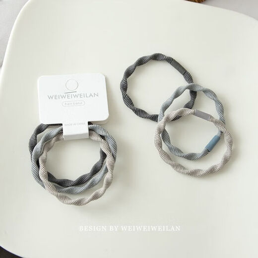 High elastic hair headband, gradient gray style, 3 thick, high elastic hair ties, rubber bands for hair, versatile hair ties, black and gray duck intestine style hair ties - 5 pieces in random colors