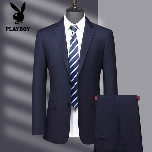 Playboy (PLAYBOY) Worsted Wool Suit Men's High-end Business Middle-aged Men's Formal Wear Dad's Suit Wedding Suit 100% Wool Black MY1002 Style M 170 Size Recommended 100Jin Jin is equal to 0.5kg -125Jin Jin is equal to 0.5kg