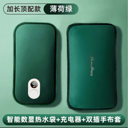 Digital display hot water bottle rechargeable hand warmer baby warmer large electric warmer hot baby quilt ordinary velvet water bag pink