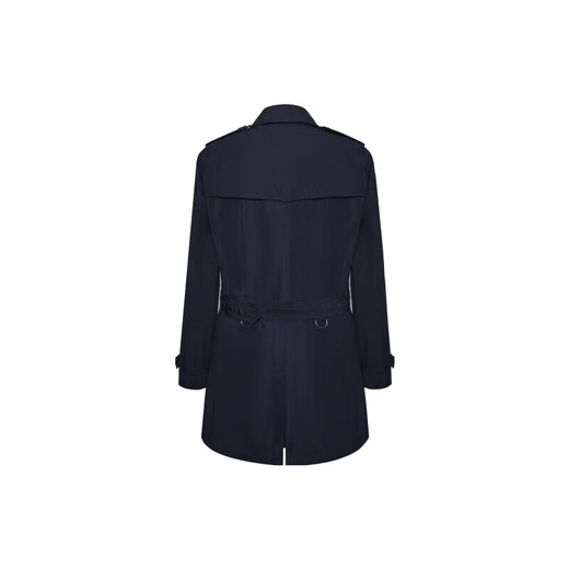 BURBERRY solid color lace-up double-breasted long-sleeved windbreaker men's dark blue S