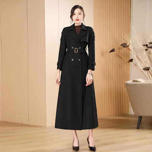 OLJ Light Luxury Brand Long Windbreaker Jacket Women's 2025 Spring and Autumn New Slim Fit Temperament Slim High-Quality Coat Off-White L