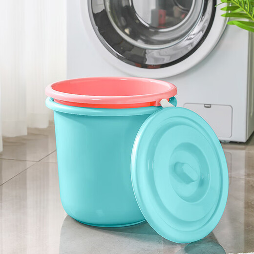 Car wash bucket household plastic bucket with lid children's small bucket art painting water storage bucket blue 3.5L bucket + lid