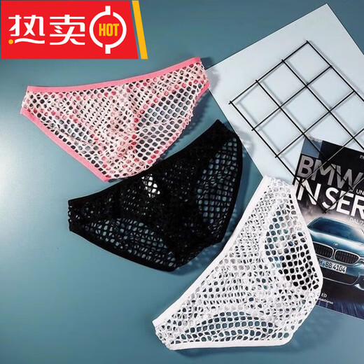 TKAH men's sexy thong breathable back empty buttocks revealing underwear pure cotton low waist tight double butt GAY 0 black (w s) L male