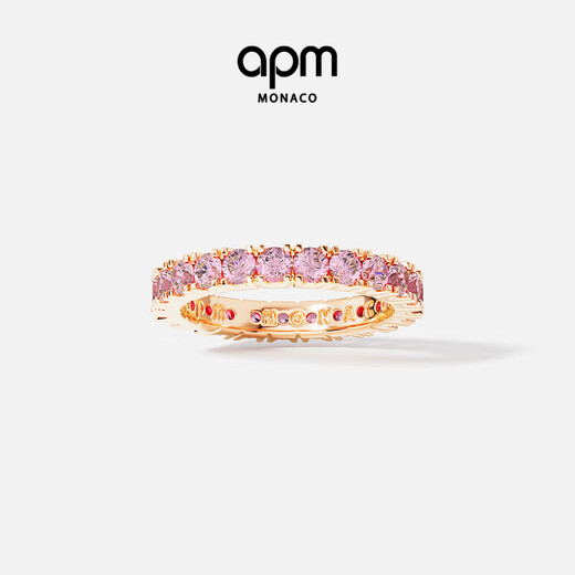 APM Monaco pavé ring rose gold for girlfriend birthday gift light luxury jewelry ring for women rose gold size 52