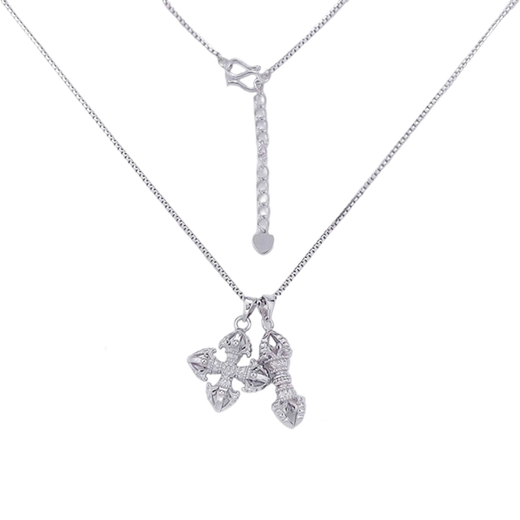 Lao Fengxiang solid platinum adjustable Ruyi one-word vajra cross vajra set chain platinum jewelry white gold about 11.13g