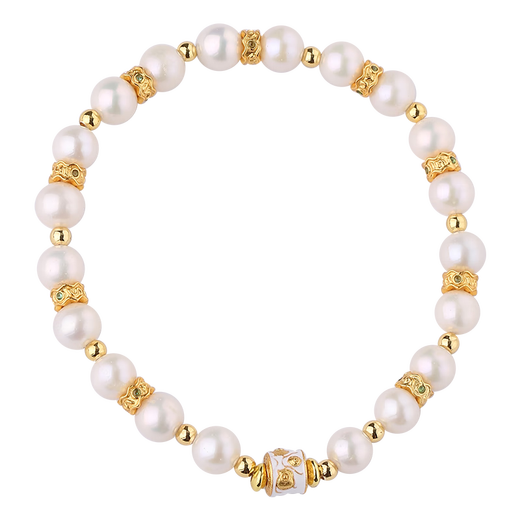 Potala Palace Freshwater Pearl Glazed Bracelet Agarwood Wooden Toy Transfer Bead Bracelet Women's Birthday Gift for Girlfriend