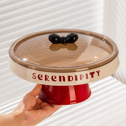 TREEJACK Light Luxury Dopamine Leather Fruit Plate New Year's Day Living Room Tea House High Leg Covered Candy Snack Storage Display Plate