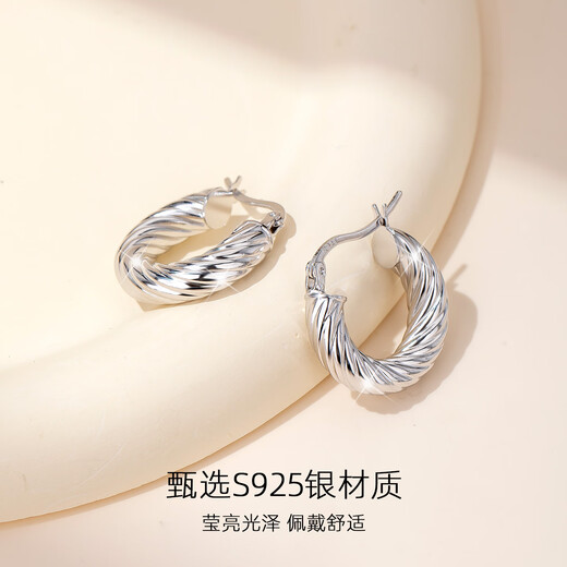 Yalundi sterling silver earrings women's earrings large plain hoop earrings 2025 new high-end light luxury earrings