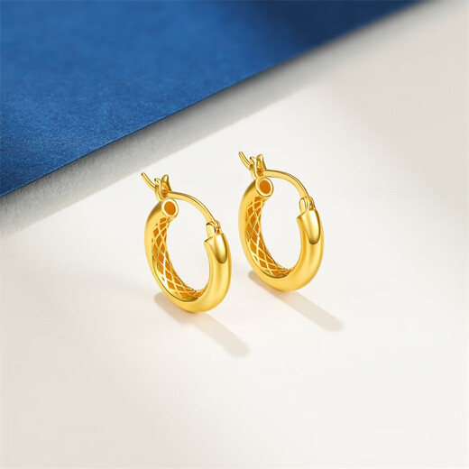 Saphire 18K gold earrings, fashionable and simple hoop earrings, birthday gift for girlfriend 18K gold earrings