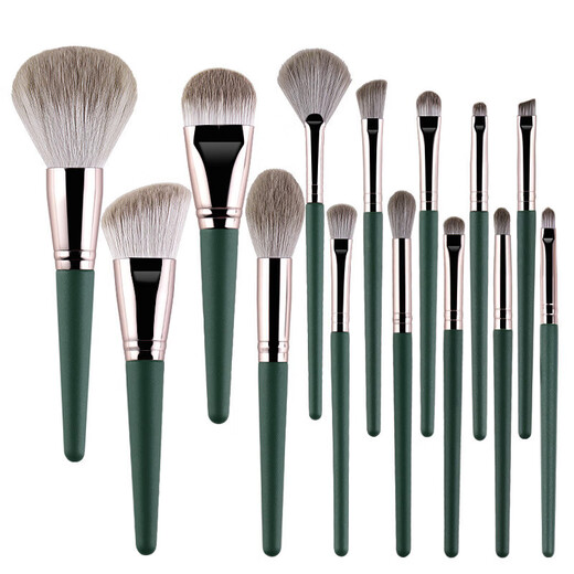 14-piece Green Cloud Makeup Brush Set Super Soft Powder Brush Eyeshadow Blush Brush Cangzhou Beauty Tools Complete Set of Brushes Green Cloud 14-Piece + Brush Bucket 14-Piece