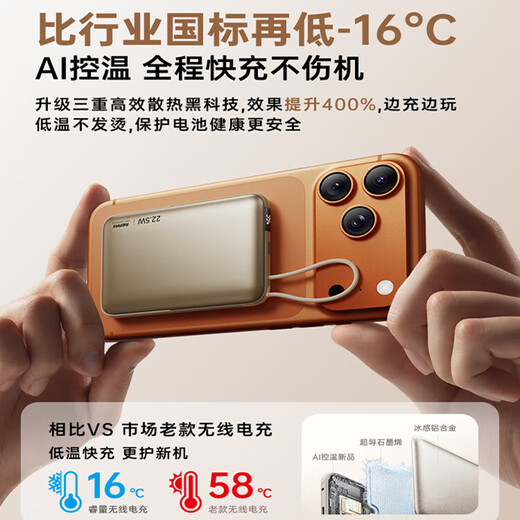 Remax Ruiliang 3C certified Apple power bank with built-in cable 22.5W ice fast charging version丨Magsafe magnetic power bank 10000mAh can be used on airplanes and suitable for iPhone17