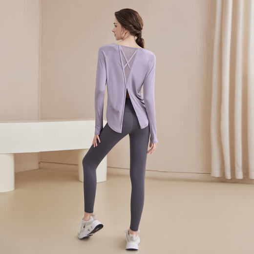 LULULOMDDW Yoga Wear Long Sleeve Suit Women's Autumn Loose Slim Fitness Wear Pilates Sports Mesh Blouse Top Women Sunset Pink Long Sleeve Top S