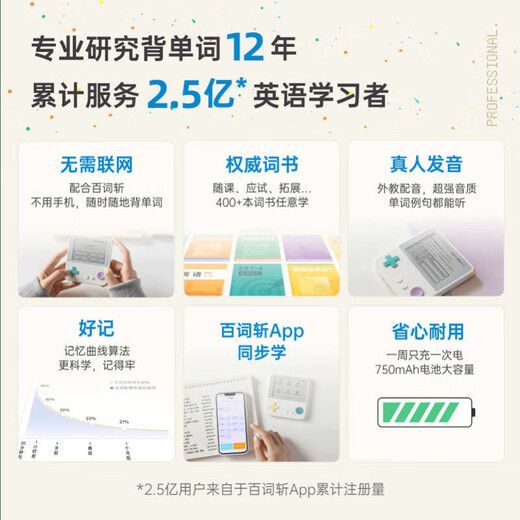 BaiCiZhan BaiCiZhan word machine Max super large screen word machine real person foreign teacher pronunciation electronic word card ink screen back word artifact primary school English Japanese word Max small honey melon package one