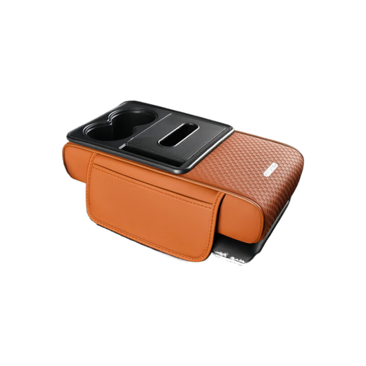 Yeager Germany Car Armrest Box Booster Pad 2025 New Nappa Leather Car Storage Box Double Water Cup Holder Flagship Model Classic Black Newly Upgraded Third Generation Nappa Leather Car Armrest Box Pad Storage Box Multi-Function Booster Pad Car Tissue Box Storage Box