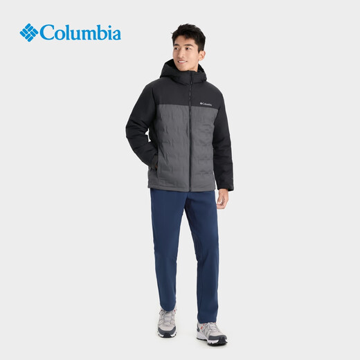 Columbia Outdoor 25th Autumn and Winter New Men's Seamless Hot Pressed Gold Dot Waterproof 650 Duck Down Jacket XE4190 023 City Gray and Shark Black XL (185/104A)