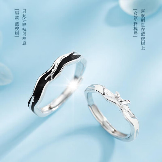 MZMZ Platinum Couple Ring pt950 Platinum Proposal Blue Eucalyptus Bird Ring Double Eleven Birthday Gift for Girlfriend Local Warehouse/Next Day Delivery - Light Luxury Couple Ring