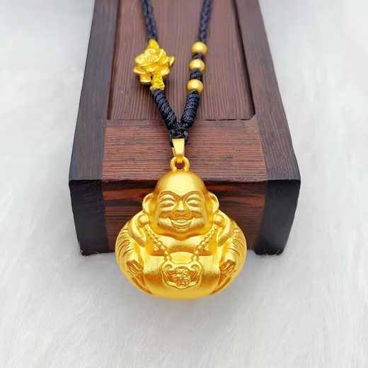 Shudou Lao Phoenix 999 Bengal Red Gold Women's Necklace Big Belly Maitreya Buddha Female Copper Imitation Gold Hollow Buddha Statue Buddha Small Maitreya Buddha Pendant Lao Fengxiang Quality