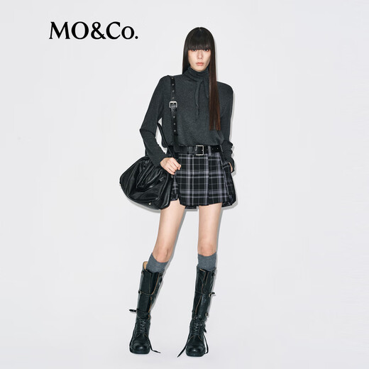 MO&Co. Tops 2025 new winter products include Tencel wool knotted pile collar, loose high-intelligence gray tone MBE4TOPT03 dark floral gray M /165
