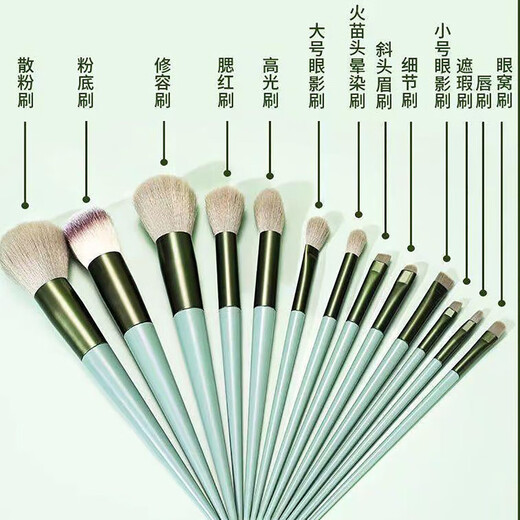 Thirteen pieces of Sijiqing makeup brush set, portable makeup brush, eye shadow brush, super soft powder blush brush, 13 pieces of glazed purple velvet bag, 13 pieces of glazed purple velvet