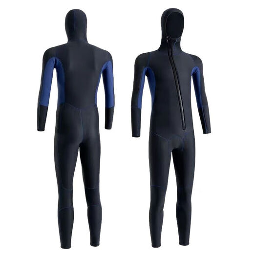 Junkiss winter swimming warm swimsuit men's wetsuit hooded thickened 3 cold-proof wet surfing suit snorkeling one-piece wetsuit 3MM hooded color matching hooded M