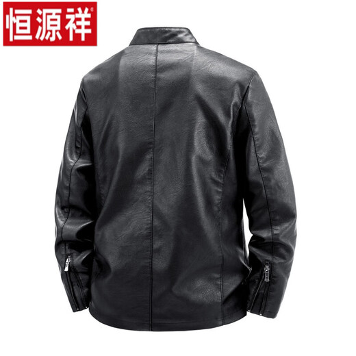 Hengyuanxiang's new Haining 100% sheepskin men's jacket plus velvet thickened autumn and winter stand-up collar motorcycle leather jacket casual leather jacket burgundy thin L 100-120Jin Jin equals 0.5 kg