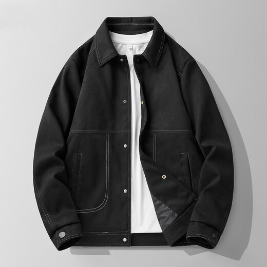 Baleno S&K Series Tie-Dye Suede Lapel Jacket Men's Autumn and Winter New Casual Versatile Loose Jacket Clothes Men's Dark Gray JD Express XL Recommended 63-70 kg