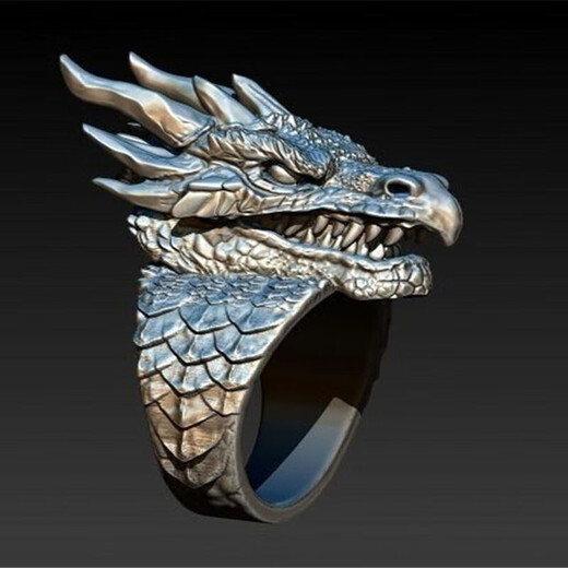 KZD Old Phoenix 999 sterling silver pure silver retro domineering and fierce men's dragon ring personalized creative silver magic dragon ring magic dragon head ring same style single pack same style