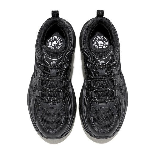 CAMEL Men's Shoes Thick Sole Increased Cushioning Daddy Casual Sports Shoes K15CX4L4018 Black/Castle Gray 42