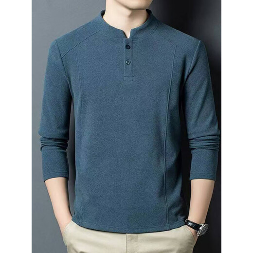 SHXI Tianjun Department Store Men's 2025 New Business Sweater Double-sided German Velvet Bottoming Shirt Men's Henry Collar Long Sleeve Camel Yellow M (Recommended 90-115Jin Jin equals 0.5 kg)