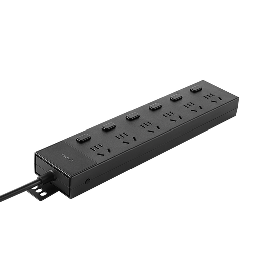 公牛（BULL）PDU桌面过载超功率保护桌下电竞机柜插座/插线板/插排/排插 6位分控 1.8米规格 GNE-P1063E黑