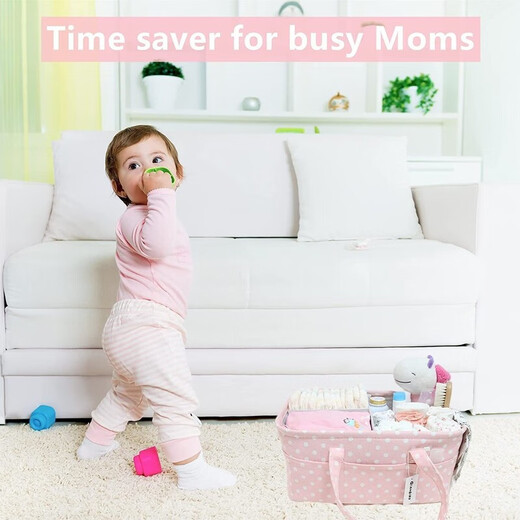 大号折叠育儿收纳篮便携式手提袋婴儿尿布垫母婴用品收纳袋 灰色