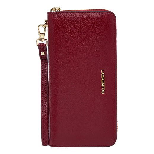 Old lady's first-layer cowhide wallet, large capacity, long coin card holder, wallet holder, clutch bag, light luxury birthday gift