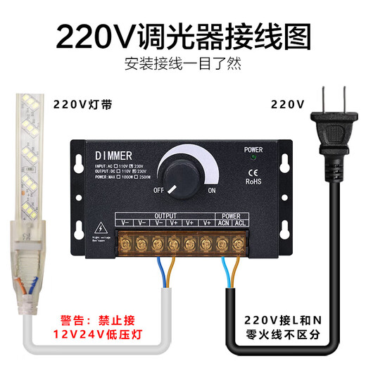 Test 220V dimmer LED high-voltage light strip dimming controller 220V remote control (only suitable for 220V light strips)