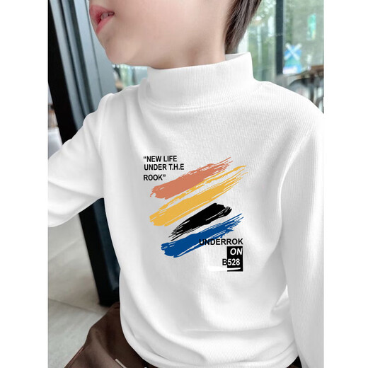 Boys' base layer shirt autumn and winter 2025 new children's warm double-sided German velvet long-sleeved T-shirt winter brushed top, apricot Y2439 150